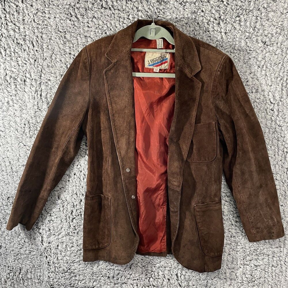 J. Riggings Men's Vintage Leather Pocketed Coat Blazer Jacket Western Size 40